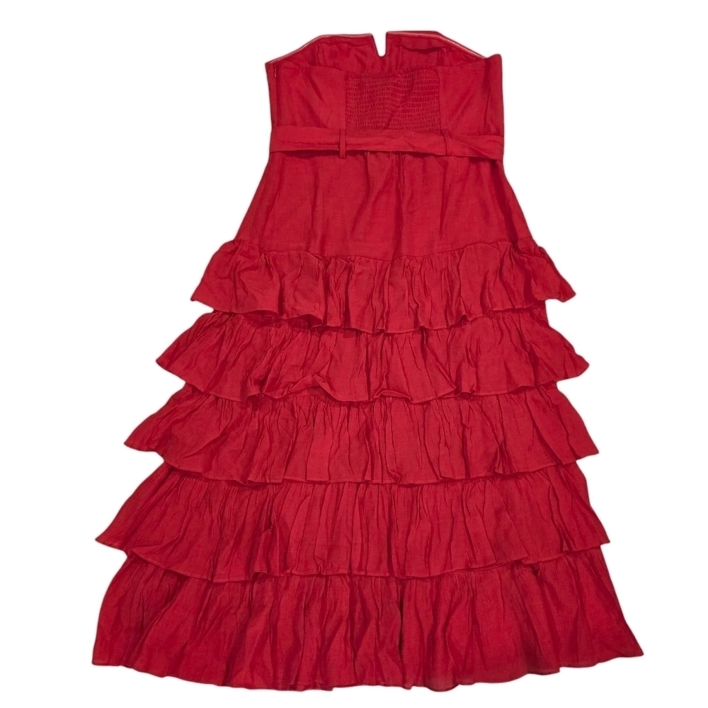 Women's Strapless Tiered Ruffled Midi Dress Boho-Luxury Spanish Romanticism XL - Picture 2 of 7